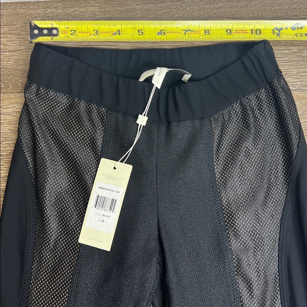 BCBGMAXAZRIA Runway Black Mesh Panel Leggings | Size S | NWT - Picture 6 of 10